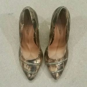 Foil snakeskin heels